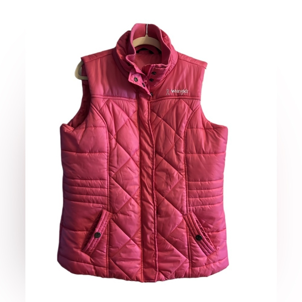Women's Pink Breat Cancer Ribbon Wrangler Puffer Vest Size Large